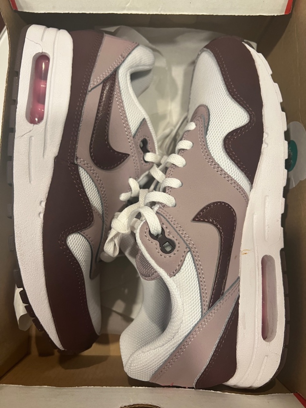 Nike Air Max Low Top Sneakers in White, Dusty Rose & Burgundy